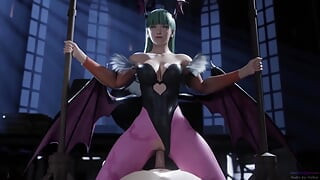 Darkstalkers Morrigan Aensland rijdt op een grote lul