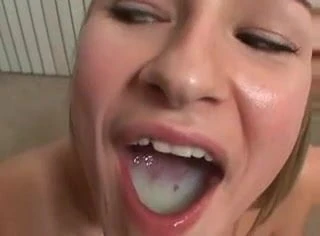 Sweet Girl Swallows a Huge Sticky Cumload