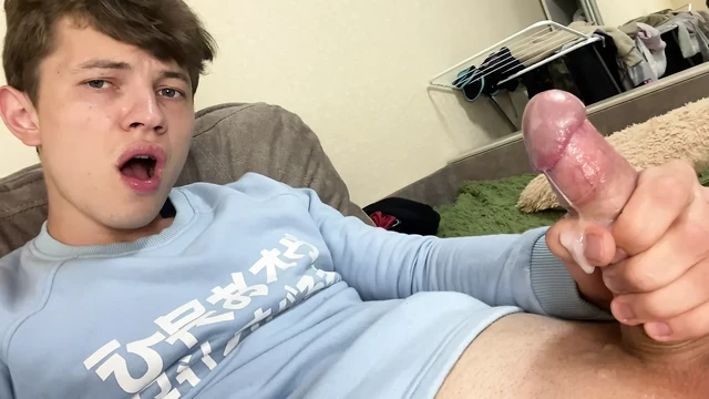 Young Naughty Boy Loves to Play with his Big Toy  Uncut