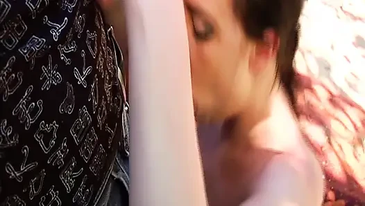 Inked Cum Eating Slut From France Pounded in Ir Threesome