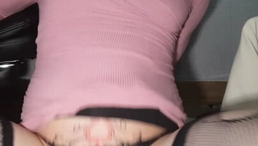 Korean sissy faggot takes out plug and ride large dildo llike a whore
