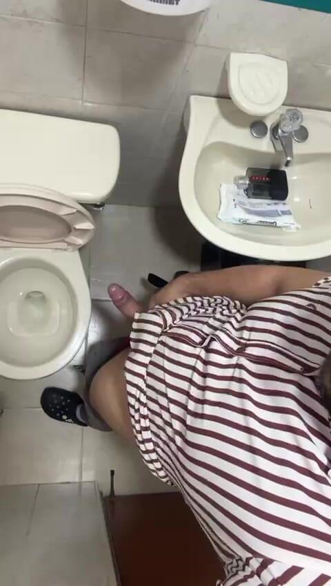In the bathroom at work