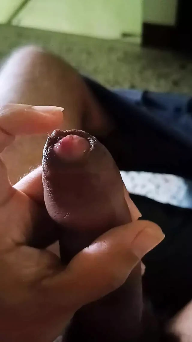 Precum From a Very Hairy Uncut Curved Cock