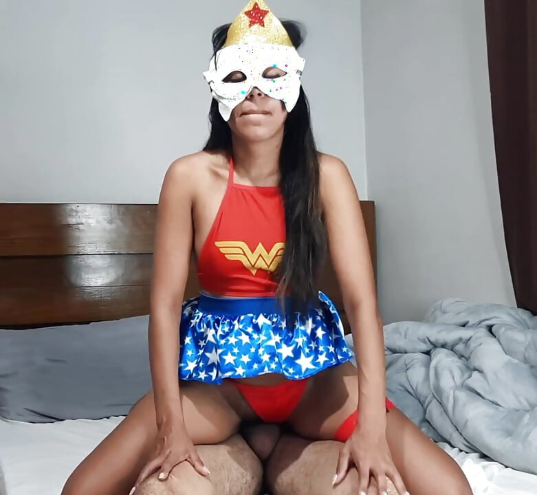 Wonderful teen ready to defend evil with her greedy pussy