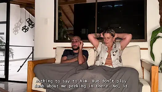 My horny brother-in-law is staying over, so I decide to ride his big, hairless cock with my MILF pussy until it's full of cum!