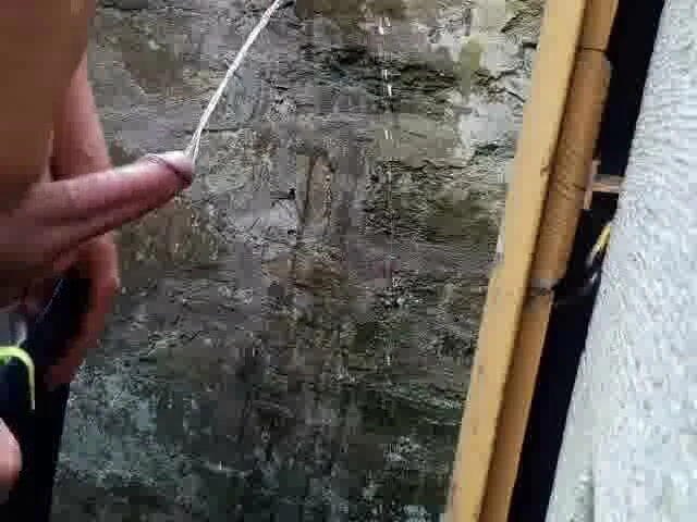 pissing with stiff cock