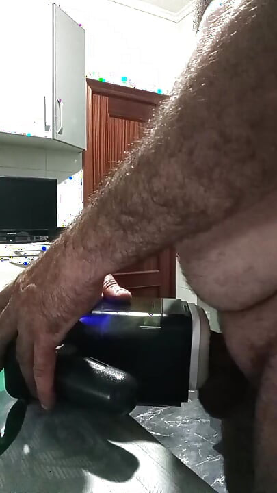 Handsome Mature Chubby with Big Fat Cock Fucking My Sex Machine Until I Cum Inside