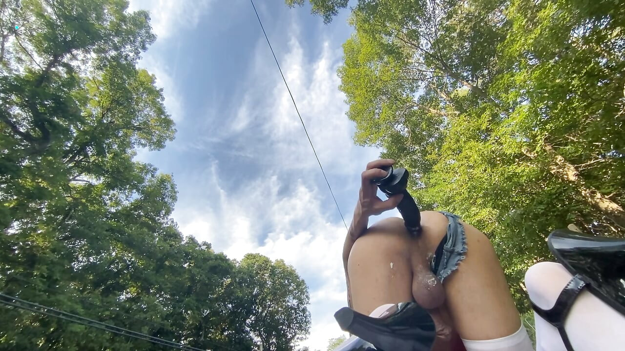 Outdoor sissy bimbo slut rough buttfuck