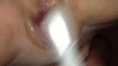 Wife stands over me while squirting