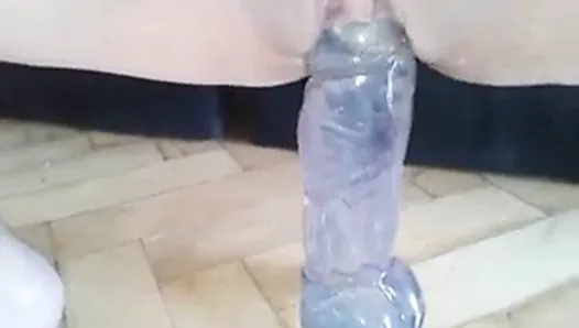 Wifes thick crystal dildo