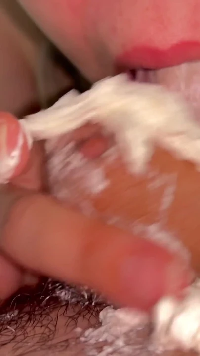 Epic moment from "tiny creamy cock made a cum cocktail for blonde which she swallowed"
