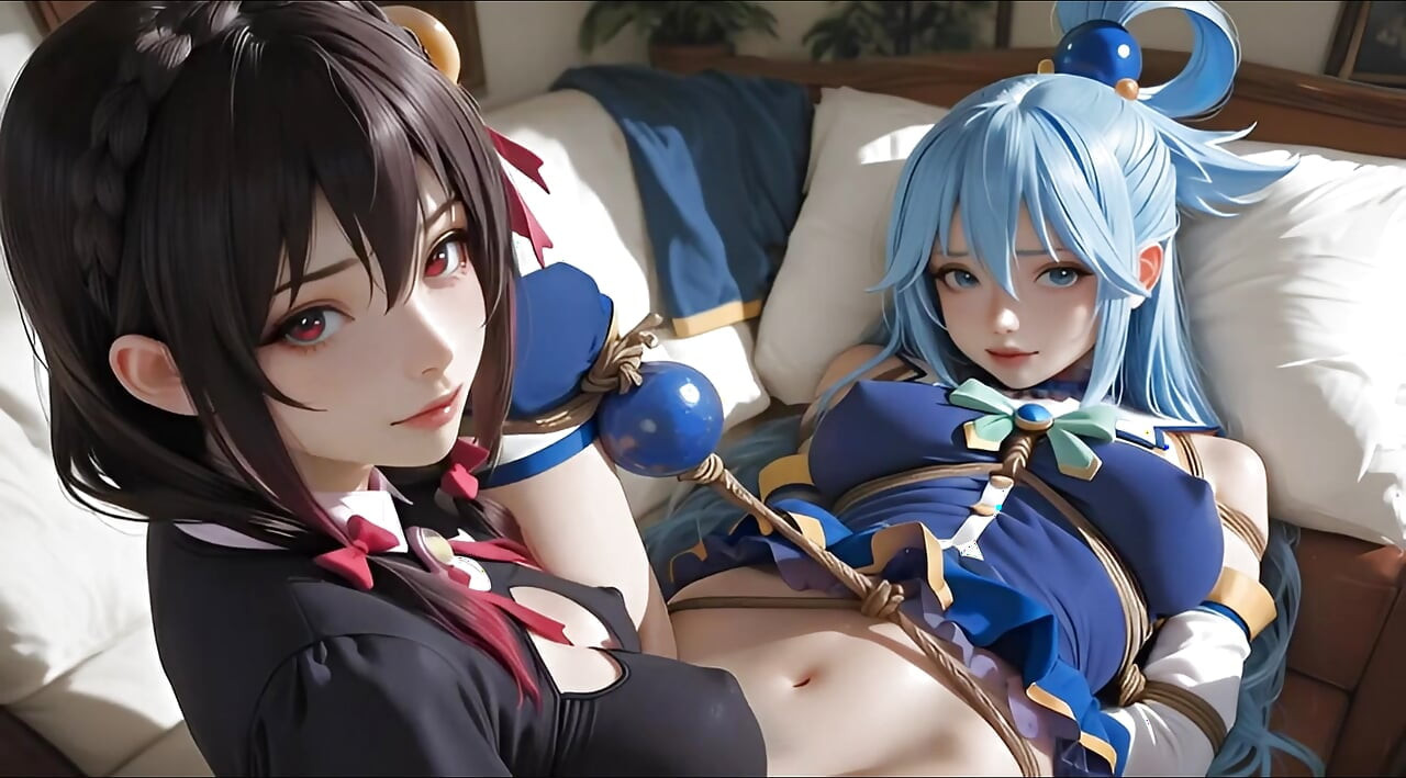 SFW أكوا ويونيون من كونوسوبا عرض ناعم لمس وتقبيل مثليه