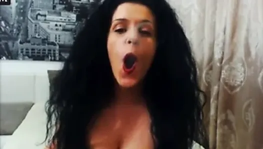 Gorgeous curly black hair girl smoking fetish webcam