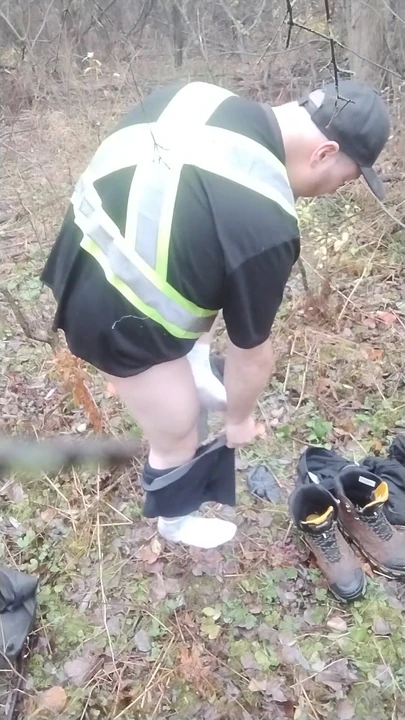 Stunning moment from "Fat autistic guy jerks and cums in forest pt. 3"