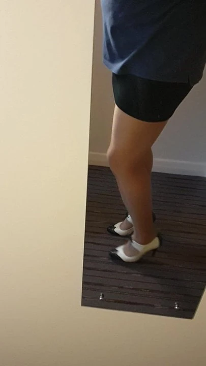 Walk in tights and heels