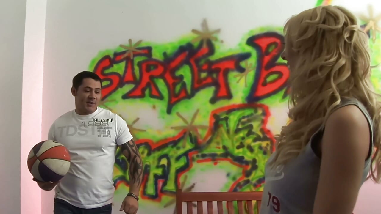 Graffiti Wall Titfuck - Busty Blonde in Black Stockings Rides and Gets Her Tits Fucked