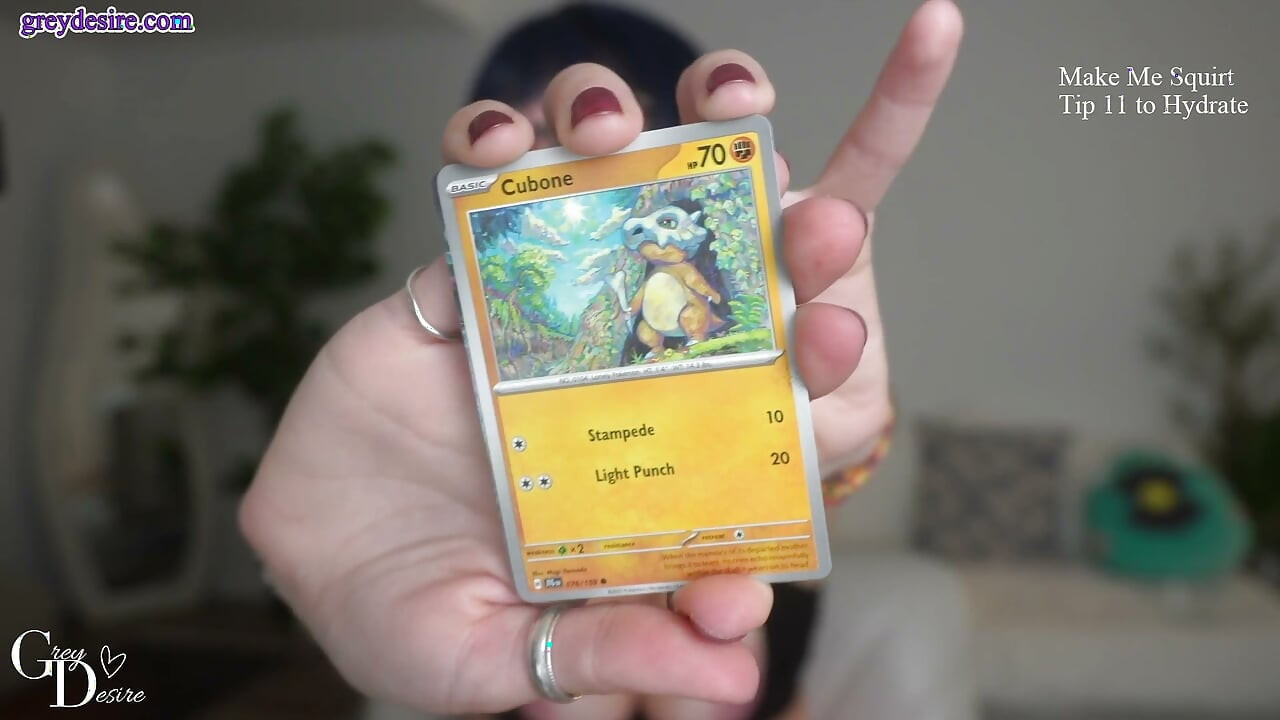 Amateur MILF Topless Pokemon Card Opening - Grey Desire