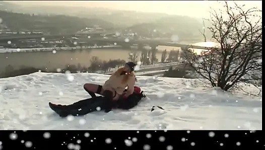 Young MILF Fucked and Creampied in Pussy by Big Hard Cock in the Snow