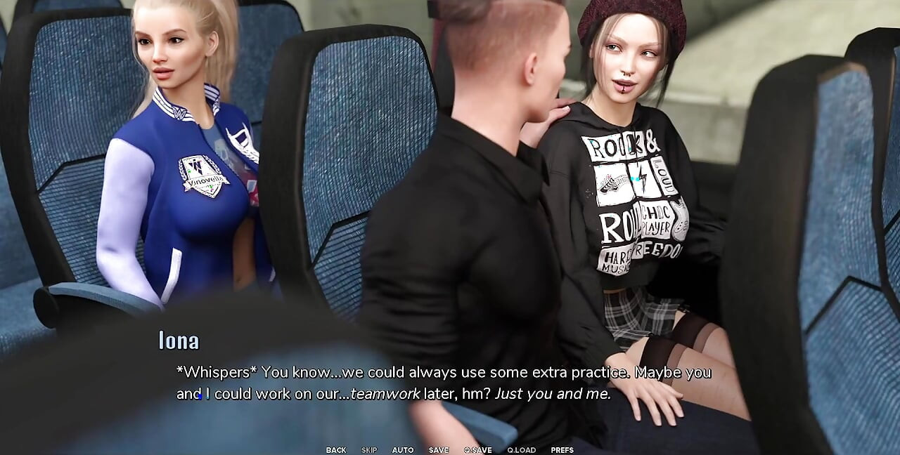 Taboo University - Hot Emo Girl Gives Me a Handjob Inside a Public Bus - 3D Porn Games