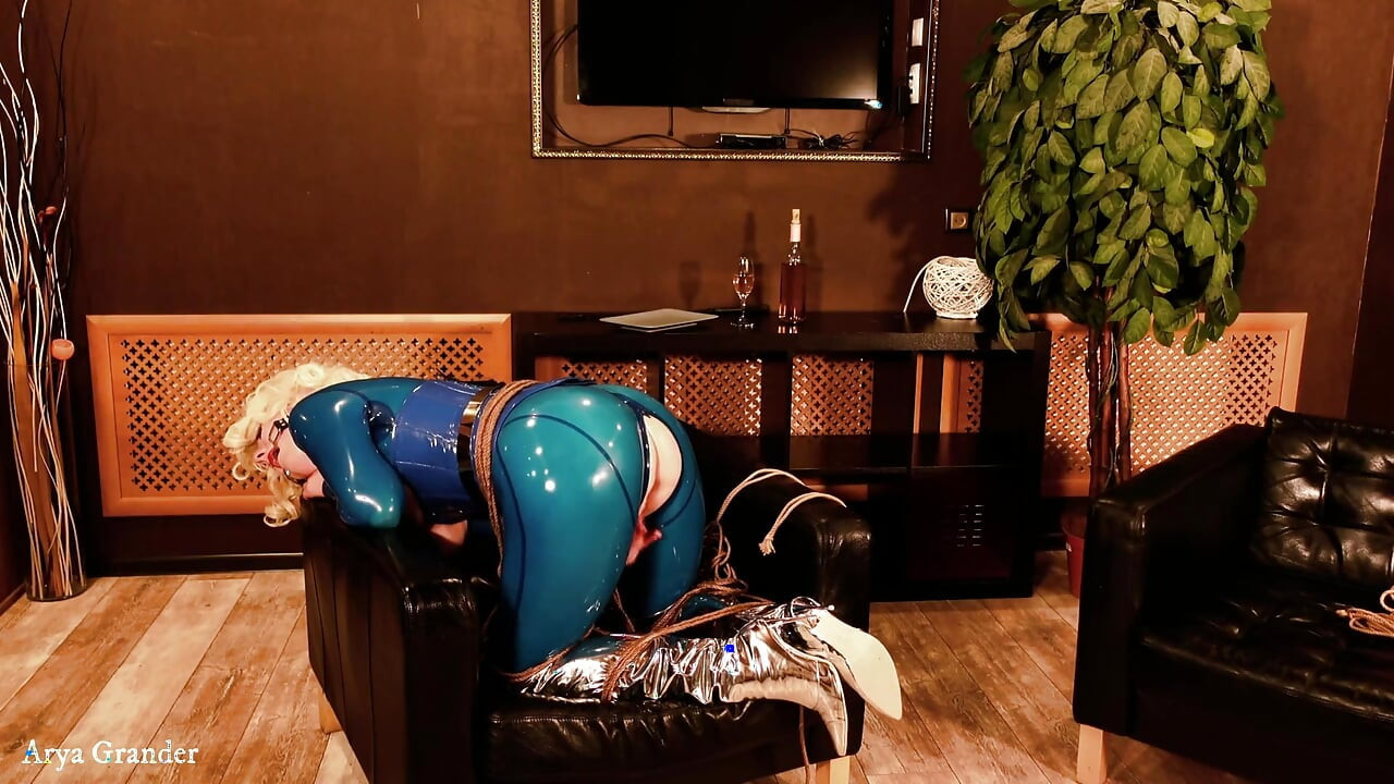 Backstage From BDSM Rope Bondage Process, Shibari Masturbation in Latex