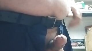 Masculine Bear Daddy Cums in the Office