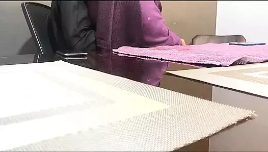 Office girl worker with boss in office