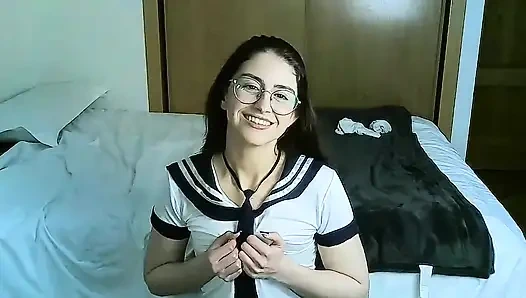 Schoolgirl Masturbating Ass Worship Suck and Ride Dick