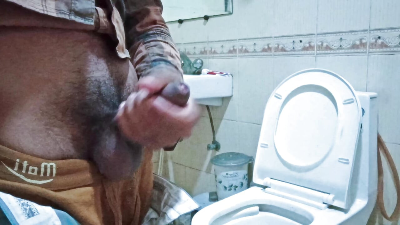 Bored step brother in bathroom