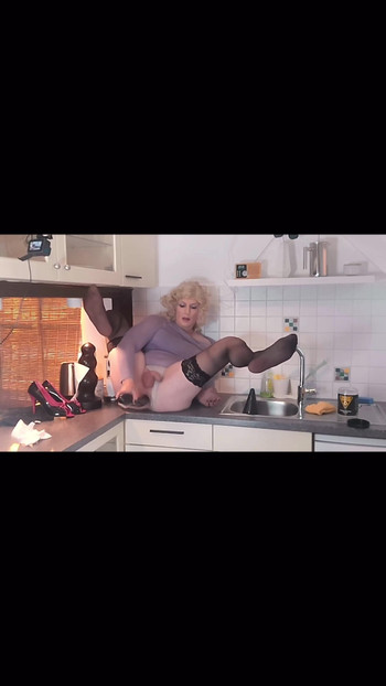 Thrilling moment from "Melinda James kinky kittchen party"