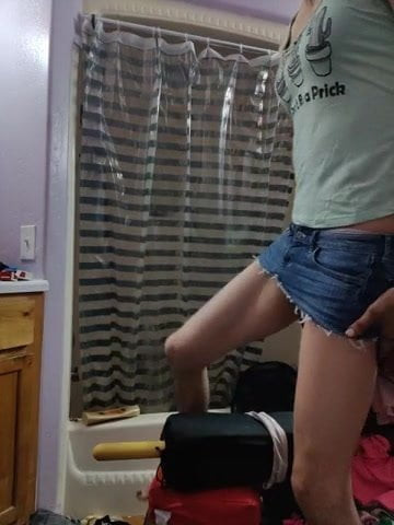 Dressed fucking dildo