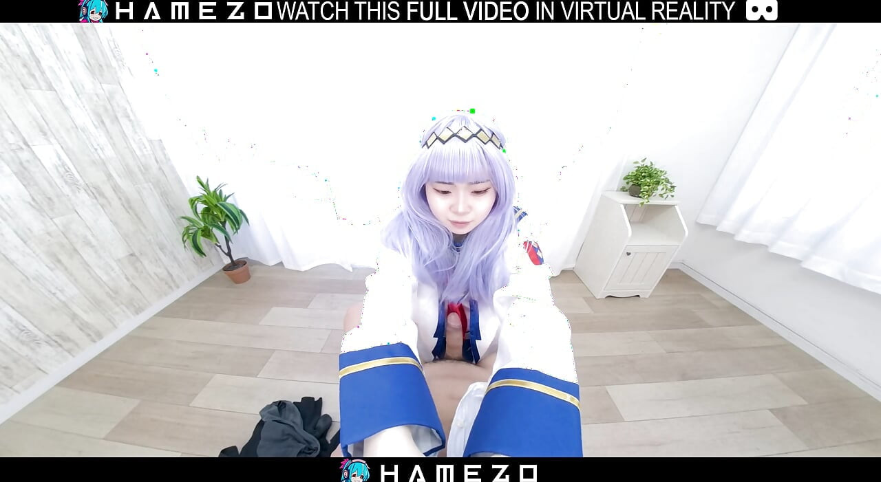Japanese hot babe Mashiro Kasuga sucks dick before getting fucked hard,in VR.