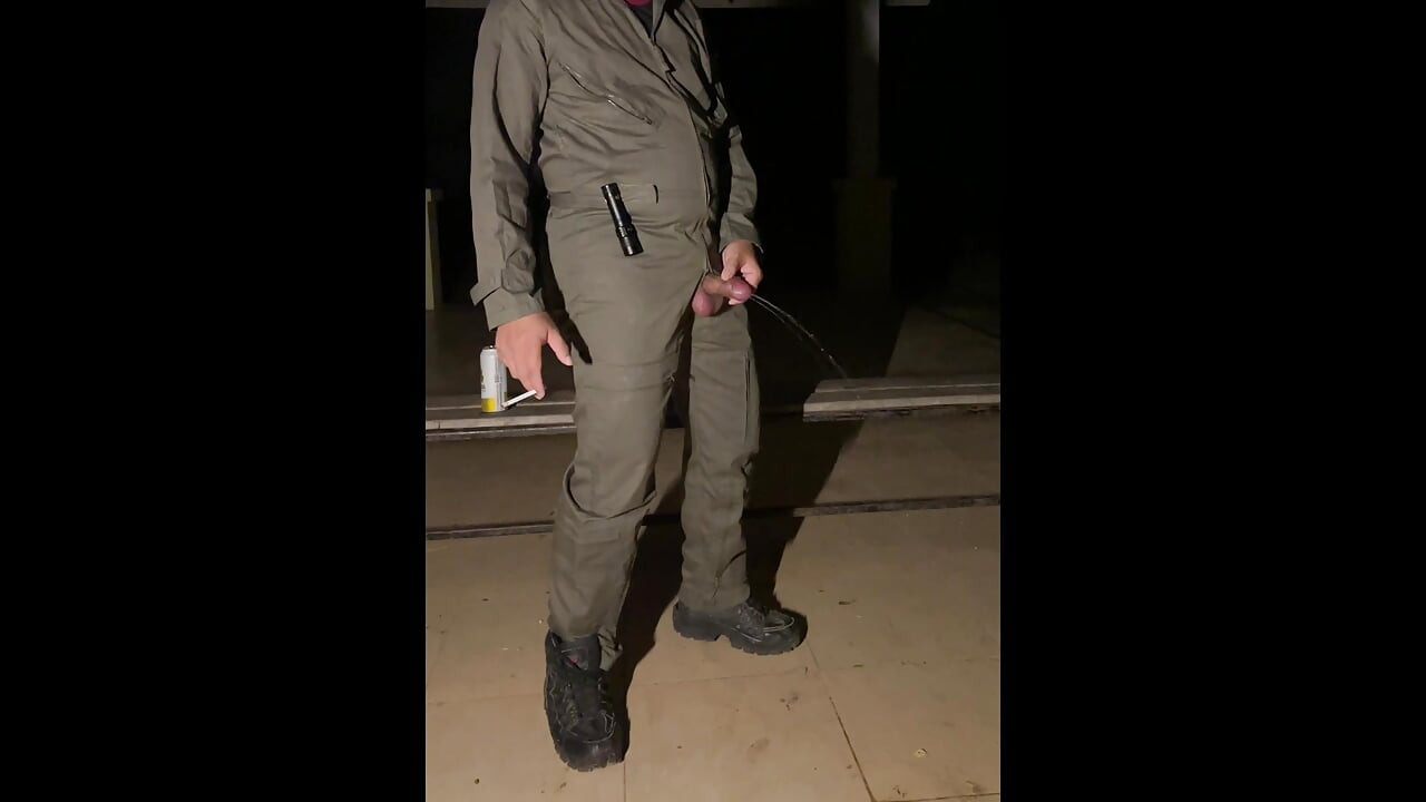 After work is done decide to jerk off in my mechanic jumpsuit and shoot a creamy load - wet with precum lube