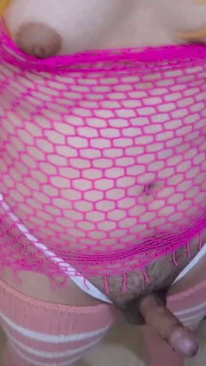 Cute Shemale Milking her Puffy Nipples and Hard Tit Slap with Huge Dildo | Clip 1