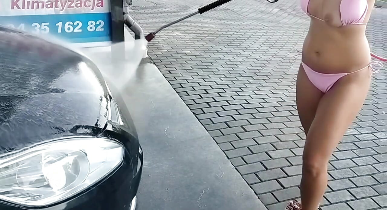 naked car washing at a public car wash