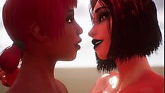 2 demonische meisjes neuken elkaar - 3D -animatie