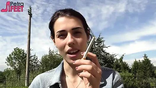 Petra likes to smoke her ciggaretes outdoor