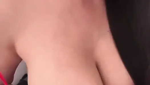My wife with big tits in a red nightie