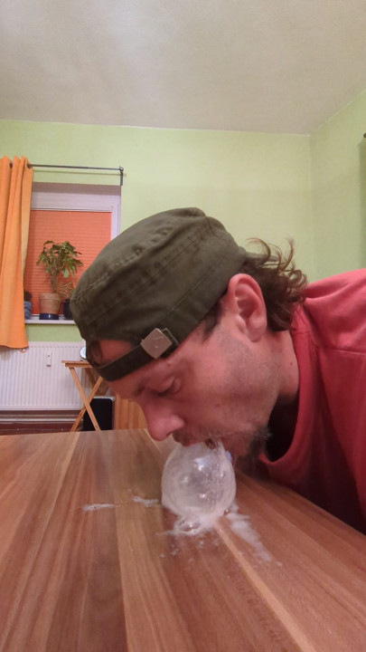Throwing huge saliva bubbles | Clip 1