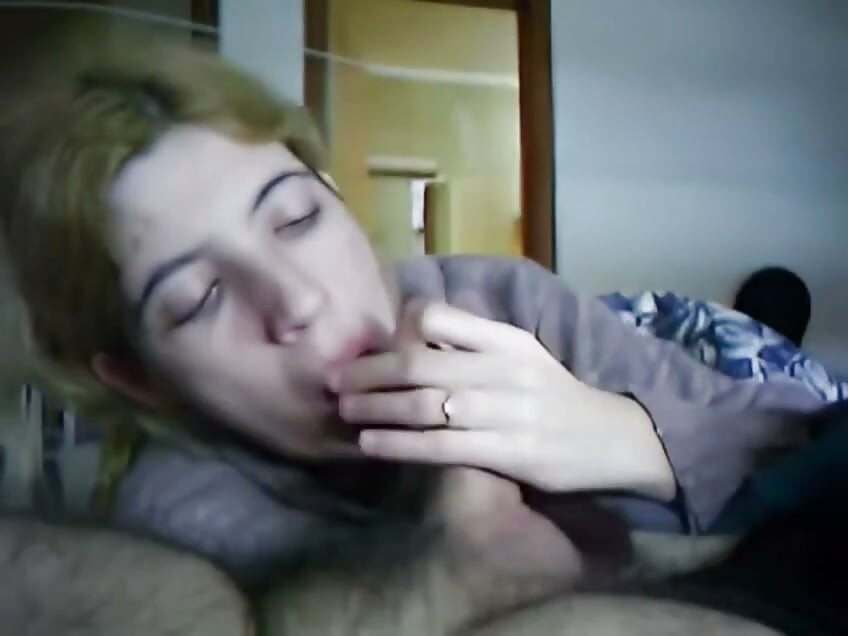 young blonde with sucks cock with love and gets a cumshot in the end