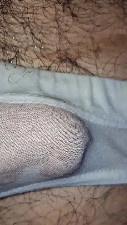 Hard cock in white underwear