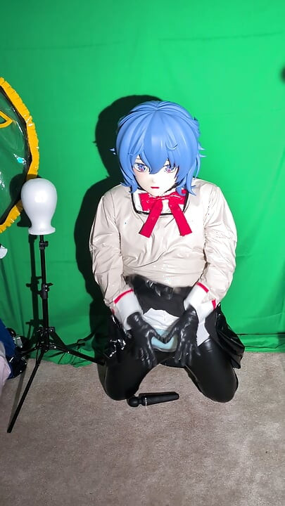 PVC Kigurumi Cosplayer Madoka Uniform Vibrator and Breathplay