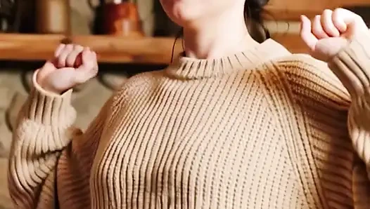 Bouncing my big tits in a gay lesbian sweater and other jumpers for my 48F soccer coach wanting to fuck her and the entire team!