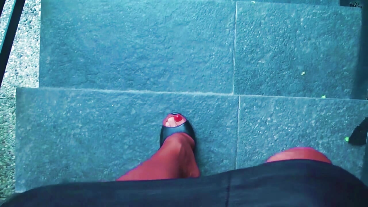 Stiletto mulas suadas de meia-calça joi pés