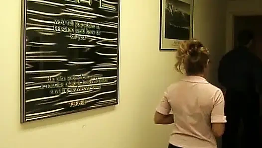 Watch classy babe get her holes used by this big dick dude