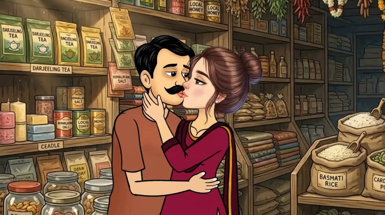 Cartoon video of Swati and shopkeeper Ramu's funny sex. Big cock fucking.