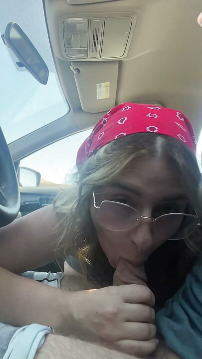 Hairy Pussy Slut Gives Me a Car Blowjob During Roadtrip! Chloe Kreams, Steve Rickz