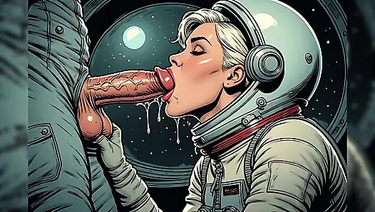 Horny Astronaut Blowjob Comic Art