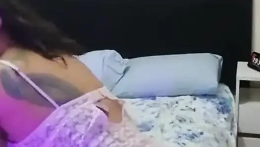 Hot Latina Gets Wet and Masturbates on Her Friend's Bed