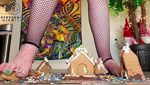 Riesin, weihnachtsdorf Zeitlupe zerstört meine rothaarigen häuser in zeitlupe