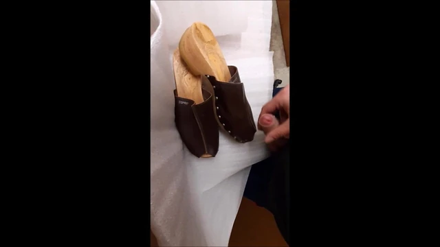 Cum on dark brown Esprit clogs